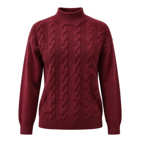 Mock Neck Sweater Women Cable Knit Warm Sweaters Business Casual Pullover - image 5