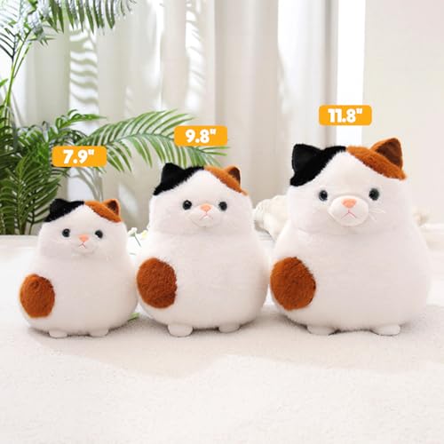 Image of PEACH CAT Fat Calico Cat Plush Cute Kitten Stuffed Animal Soft Plushies Toy Pillow Gifts for Kids White 7.9 inch
