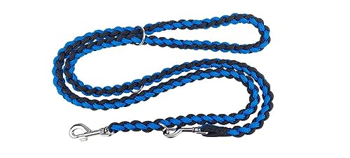 Guinzaglio per cani intrecciato a spina di pesce Guinzaglio regolabile in nylon resistente, guinzaglio intrecciato a quattro fili, corda da allenamento per passeggiate con animali domestici (nero/blu)