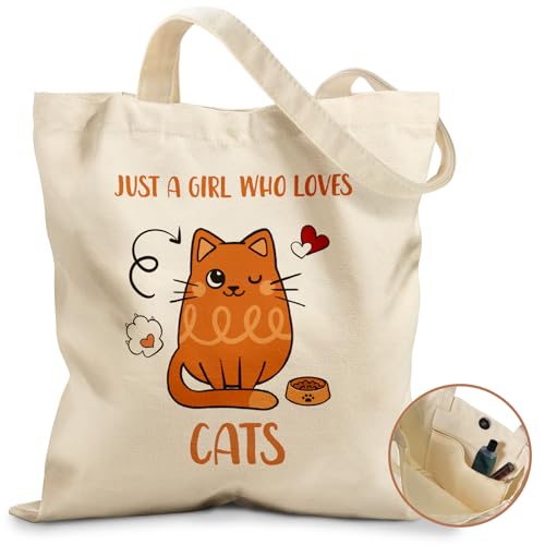 Image of Miss Adola Cute Canvas Tote Bag for Women Girls - Animal Lover Aesthetic Bags with Magnetic Buckle and Zipper Inner Pocket