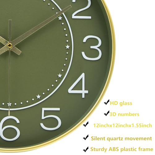 Image of HZDHCLH 12 Inch Modern Wall Clock Battery Operated Silent Non Ticking