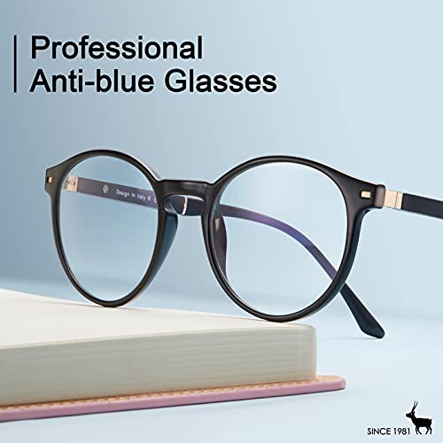 Image of CARFIA Round Blue Light Glasses for Women Lightweight Cute Computer Gaming Glasses Blue Light Blocker Revo Lenses