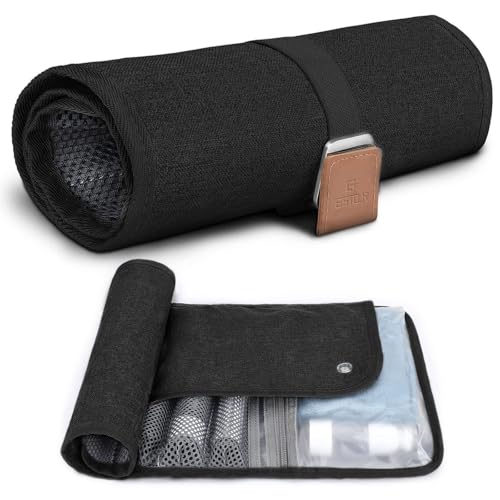 Image of Handcuffs Toiletry Bag for Men & Women Travel Essentials | Water-Resistant | Compact Bathroom Roll | Gifts Kit | Toiletry Accessories | Organizer for Hygiene | Shaving kit | Grooming Pouch (Black)
