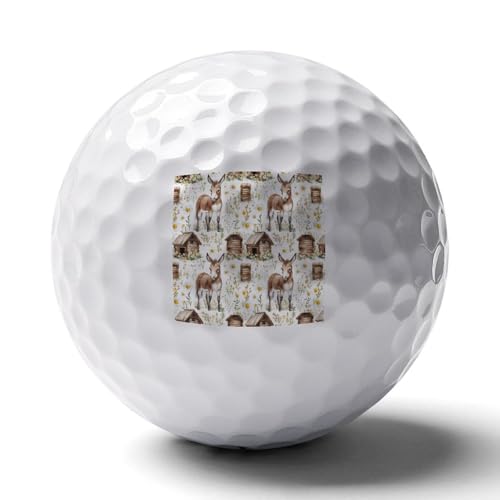 Cute Donkey Watercolor Custom Golf Ball Soft Practice Golf Balls Performance Distance and Speed for Indoor Outdoor