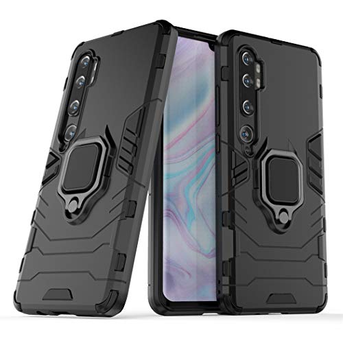 LuluMain Compatibile con Xiaomi Mi Note 10, Mi Note10 PRO, Mi CC9 PRO Cover, Custodia Armor Anello Cavalletto (Funziona con Il Supporto Magnetico per Auto) Case Paraurti (Nero)
