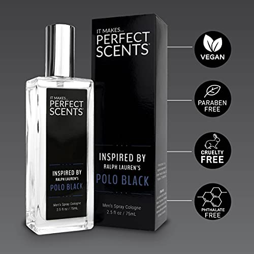 Image of Perfect Scents Fragrances, Inspired by Ralp.h La.uren's Pol.o Black, Men's Eau de Toilette, CLEAN, Vegan, Paraben-Free, Never Tested on Animals, Spray Cologne, 2.5 Fluid Ounces