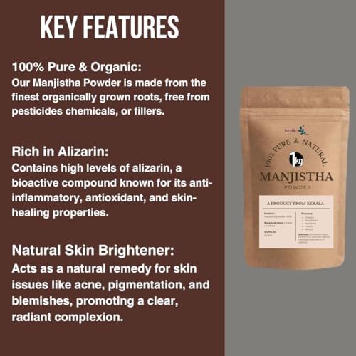 Image of 100% Pure & Natural Manjistha Powder for Face /Hair /Skin - Facepack for Clean and Glowing Skin - 1 KG