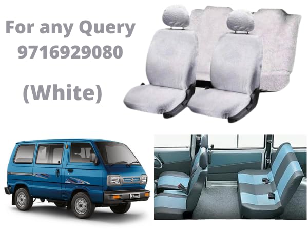Image of Cotton Car Seat Cover for Maruti Omni (5 Seater) (White)