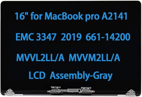 Image of 16 inch Screen Replacement for MacBook pro A2141 EMC 3347 2019 LCD Screen Replacement Display Assembly MVVL2LL /A MVVM2LL /A 661-14200 (Space Gray)