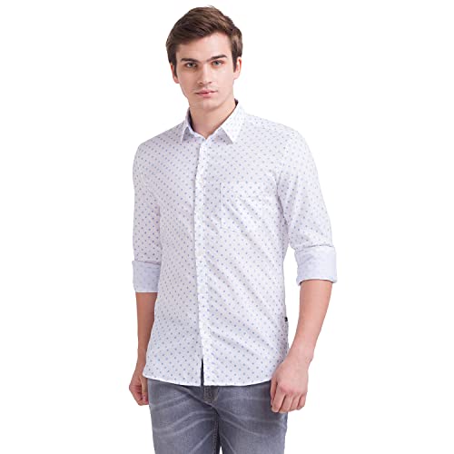 Image of Parx Men's Full Sleeve Slim Fit White Casual Shirt