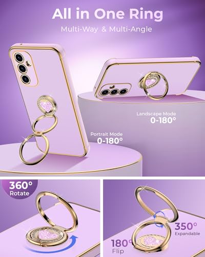 Image of XYZ for Galaxy S23 FE Case with Stand, Samsung S23 FE Case with Double Ring, Women Girls Bling Luxury Phone Case for Samsung Galaxy S23 FE, Purple