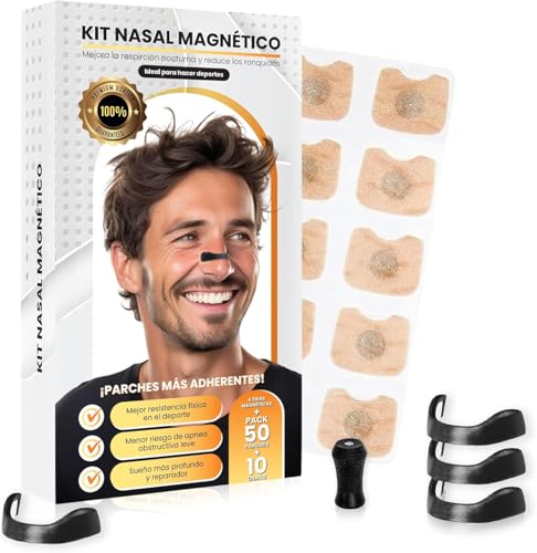NOVARKA® MEGAPACK Tiras Nasales Magneticas para 30 Dias con PARCHES PREMIUM MEJORADOS | Kit de 60 Parches | Dilatador Magnético Para Respirar Mejor Por La Nariz | Mejora Deportiva y Dormir Mejor