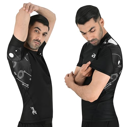 2BOLD MMA, BJJ Short Sleeve Compression Shirt For Men, Jiu Jitsu Shorts 2PC Moisture Wicking Gym Set2