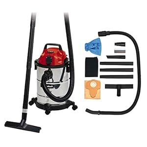 Einhell Nat-/ Droogzuiger TC-VC 1820 SA (20 L, 3delige kunststof buis, 150 cm zuigslang, ventilatoraansluiting, 4 zwenkwielen, accessoirehouder, vuilzak, schuimrubberen filter, automaat-aansluiting)
