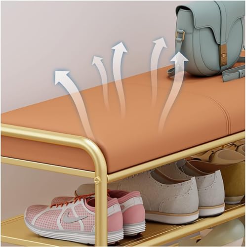 Étagère à chaussures pour petits espaces avec banc intégré et structure en fer - 4