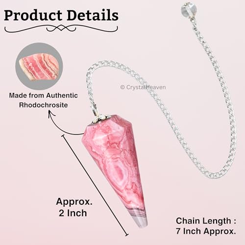 Image of Rhodochrosite Pendulum Dowsing Tool - Natural Crystal Pendulum for Spiritual Guidance - Premium Dowser Pendulum for Accurate Divination and Energy Healing - Perfect for Energy Healing