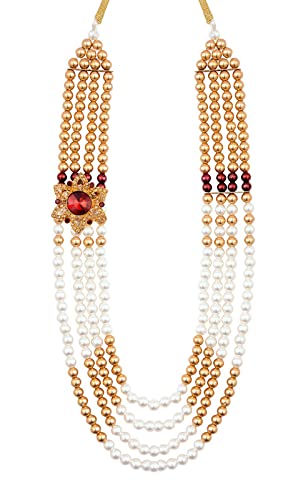 Pearl Enamel Plated Brass Necklace 