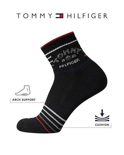 Tommy Hilfiger Mens Quarter Socks - 12 Pack Performance Stretch Cushioned Athletic Mid Crew Socks for Men (Sizes: 7-12)3
