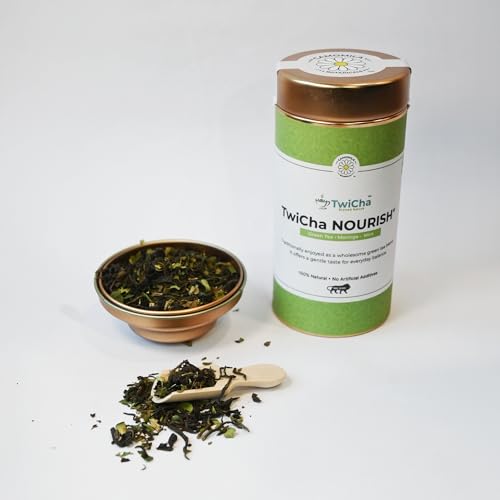 Image of TwiCha NOURISH Moringa & Spearmint Green Tea | 100g | Wth Fully Declared Ingredients | Crafted For Natural Energy And Vitality | 100g Tin (50 Cups)
