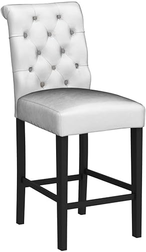 Miniatura 5 de Kmax Juego de 2 taburetes de bar de terciopelo copetudo, taburetes de bar de madera de mediados de siglo con respaldo para isla de cocina interior,