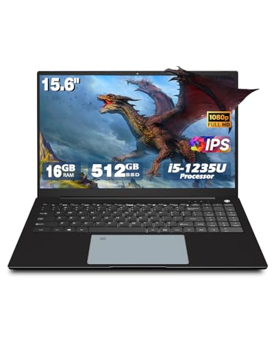 Image of Laptop Computers,15.6 inch IPS 1080P Screen,12th generation i5 1235U Processor 10C 12T 4.4Ghz 20GB RAM 512GB SSD, Laptops with Fingerprint Recognition Backlit Keyboard,WiFi,USB 3.0, Webcam, HDMI ,Black