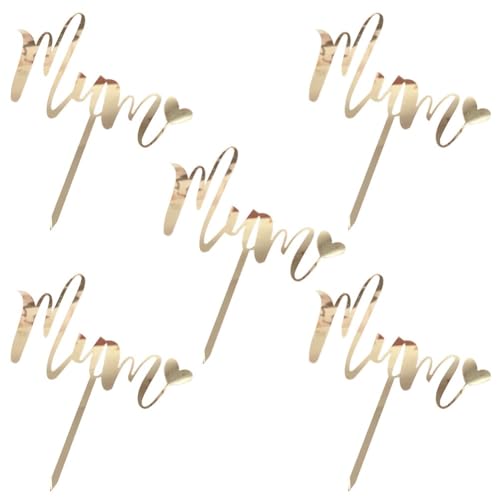 Glixoft 5 Uds. Adornos para Tartas para Día De Madre, Adornos para Magdalenas con Letras, Decoraciones para Tartas DIY para Fiesta De Cumpleaños con Temática del Feliz Día De Madre para Mujeres