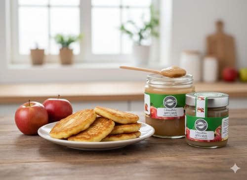 Odenwälder Lebensmittel Apfelmus aus regionalen Äpfeln, 100% Naturbelassen & ohne Zuckerzusatz, Geschmackvoll, Frisch & nachhaltig im Glas – Made in Germany (380g)