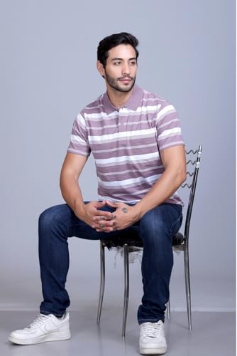Image of SANE ORIGINALS Half Sleeve Polo T-Shirt for Men with Pocket || Stripe Collar and Pocket T-Shirt for Men Half Sleeves