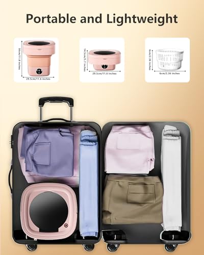 Image of Portable Washing Machine, 9L Mini Laundry Washer with 3 Modes Cleaning for Underwear, Baby Clothes, Sock, Small Delicates. Foldable Washer and Dryer Combo for Apartment, Home,Hotel, Camping,RV(Orange)
