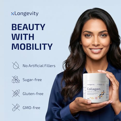 Image of Marine Collagen Powder 12000 mg, Lemon Flavored 300g Supplement for Women & Men | Hydrolyzed, Peptides, Biotin, Vit C&E, Hyaluronic Acid | Skin, Hair, Nails, Joints & Bones Health