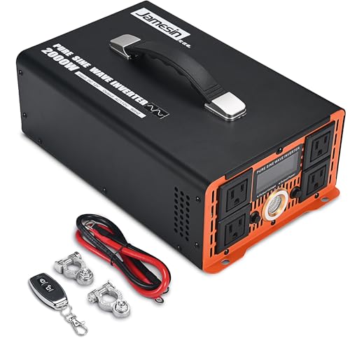 Jamesin 2000 Watts Pure Sine Wave Inverter, 4000 Watts Peak Power, 12 VDC to 110/120 VAC with LED...