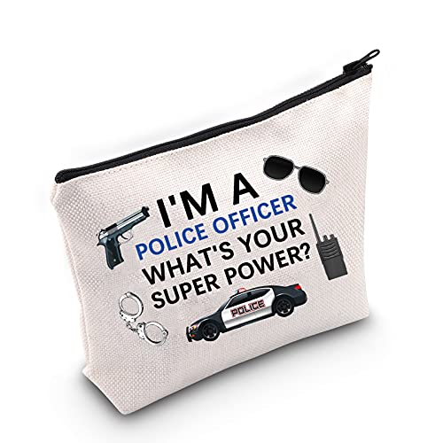 LEVLO Funny Police Officers Cosmetic Bag Police Academy Graduation Gift I'm a Police Officer What's Your Super Power Makeup Zipper Pouch Bag For Deputy Sheriff Police Staff (I'm a Police Officer)