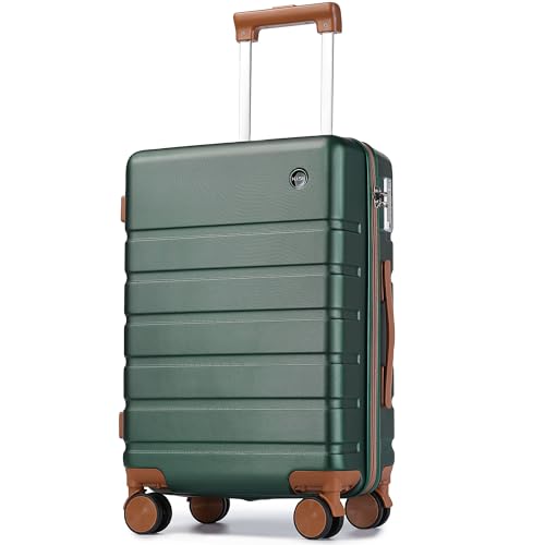 Hulsin Carry on Luggage Suitcase, 22x14x9 Airline Approved 20 Inch Hardside Carry-on Luggage with Spinner Wheels, Hard Shell Luggage with TSA Lock, Hard Case Small Travel Suitcase (Green, 20-Inch)