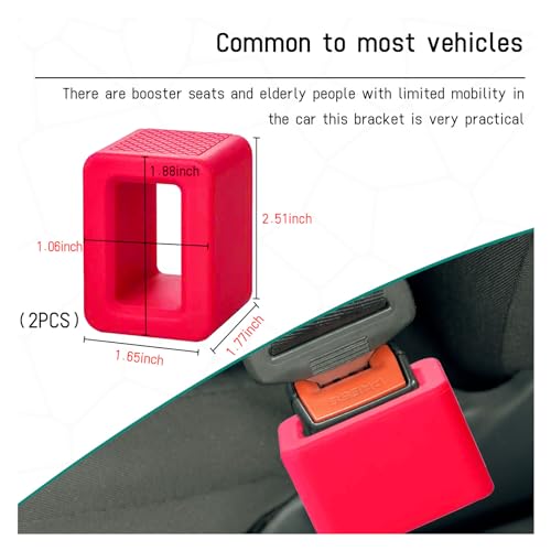 Image of Augeny 2PCS Seat Belt Buckle Holder, Silicone Auto Rear Seatbelt Buckle Booster to Makes Receptacle Stand Upright for Easy Access, Universal Vehicle Seatbelt Buckle for Kid (Red)
