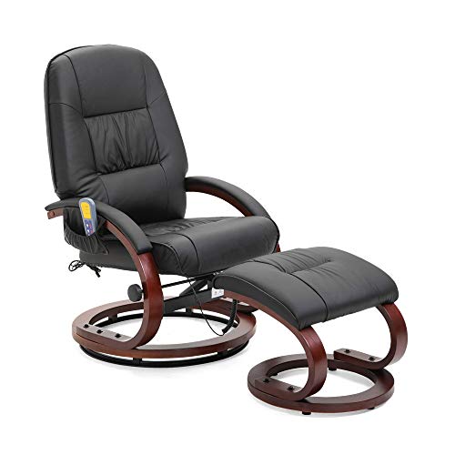 Massagesessel 8 Schwingmassagepunkte Relaxsessel Fernsehsessel mit Heizfunktion (Schwarz)