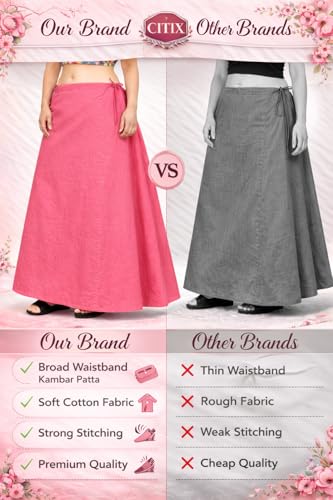 Image of CITIX Pure Cotton Petticoat for Woman Saree | Adujastable Drawstring Waist
