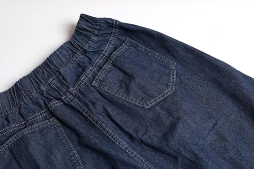 utcoco Women's Maxi Denim Skirt Retro Elastic High Waist A-Line Frayed Hem Hippie Long Jean Skirts3