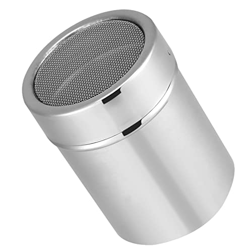 Powder Shaker, Stainless Steel Fine Mesh Shaker Powder Sugar Shaker with Lid Cinnamon Cocoa Shaker Cocoa Sifter for Kitchen Baking Cooking