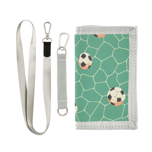 ALAZA Kids Wallets for Boys Girls Toddler Trifold Wallet Children Small Football Net with Zipper Coin Pocket