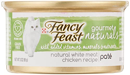 Fancy Feast Gourmet Naturals with Added Vitamins,Minerals,Nutrients Natural White Meat Chicken Recipe Pate (12-3 OZ Cans)