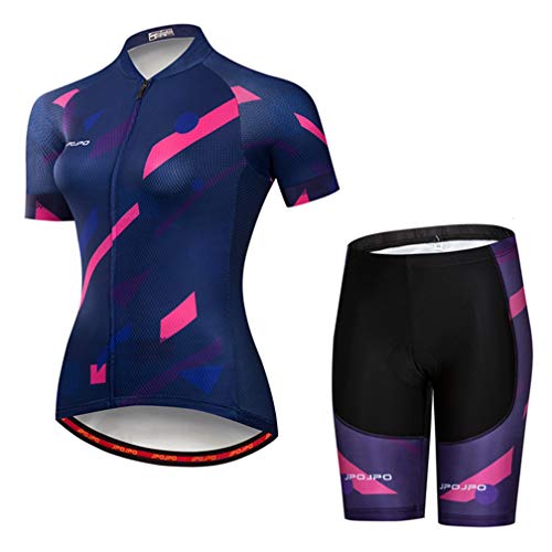 Summer Women MTB Bike Cycling Clothing Mountain Cycling Jersey Bicycle Shorts Sets Dark Blue XL