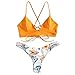 Produktbild LEXUPE Damen Dunkle Farbe Geteilter Badeanzug Push up Bikini Set Neckholder Bikini Oberteil Mit High Waist Bikini Bottom Damen Badeanzug Sport Zweiteiliger BadeanzugA-Orange Small