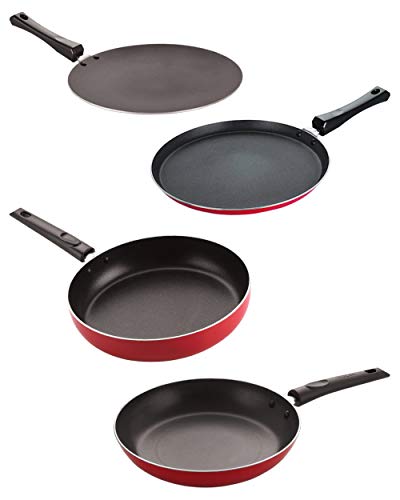 Nirlon Non Stick Cooking Pan and Pot Utensils Gift Kitchen Set of 4 Pieces (2.6mm_CT_FP12_TP_FT12)