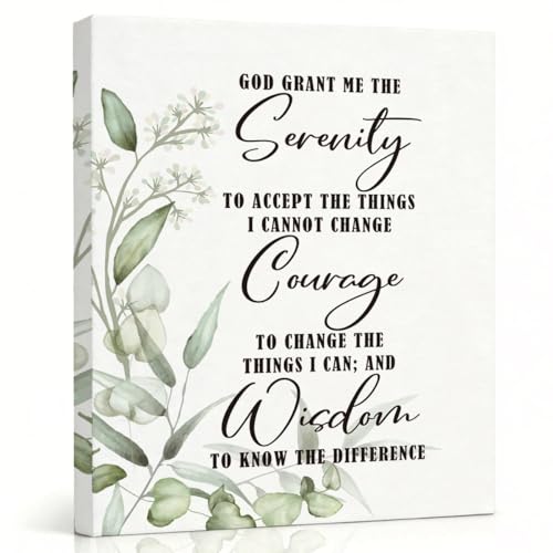 RTVJTERQ Christian Serenity Prayer Canvas Print, Unique Gift for Faithful Homes, Courage Wisdom Quote Wall Art, Stretched Canvas Wall Decor 8x10 Inches