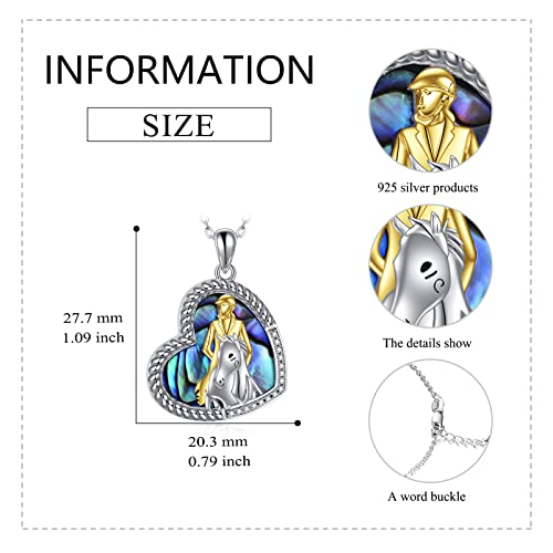 Wteniy Horse Necklace 925 Sterling Silver Lucky Horse Jewelry Abalone Shell Heart Pendant Necklace Girl With Horse Gifts For Women Mother Girl Daughter Birthday #TOP3
