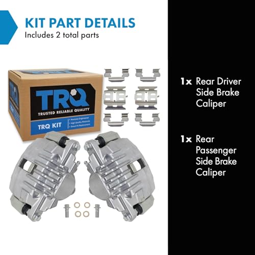 Image of TRQ Rear Brake Caliper Set Zinc Coated Brackets Hardware Compatible with 1998-2005 Chevrolet Blazer 1998-2004 S10 1998-2001 GMC Jimmy Sonoma 1998-2000 Isuzu Hombre 1997-2001 Oldsmobile Bravada