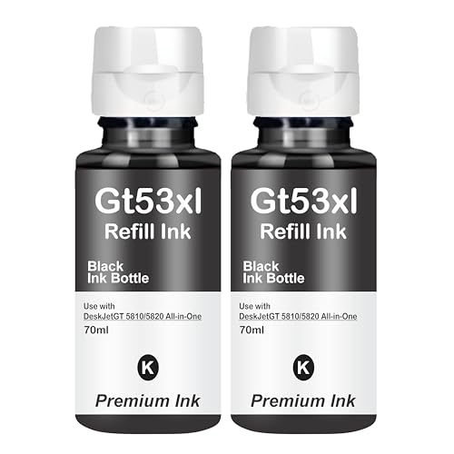 Image of Reffil Ink GT53XL Compatible for HP 115, 310, 315, 319, 410, 415, 416, 419, 455, 500, 515, 520, 525, 530, 589, 615, 750, GT5810, GT5811, GT5820 Printers (GT53XL Black Ink 2 Pcs)