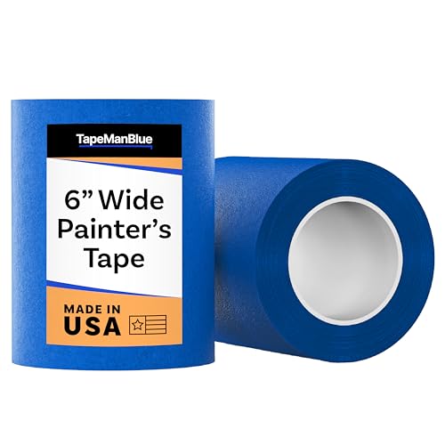 TapeManBlue Wide Painters Tape 6 inch x 60 yds, Made in USA, Extra Wide Masking Tape for Laser Cutting, 3D Printing, and Painting, Removes Cleanly with No Residue