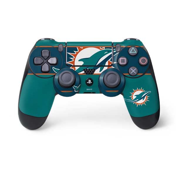 Skinit Decal Gaming Skin Compatible with PS4 Controller - Officially Licensed NFL Miami Dolphins Zone Block Design