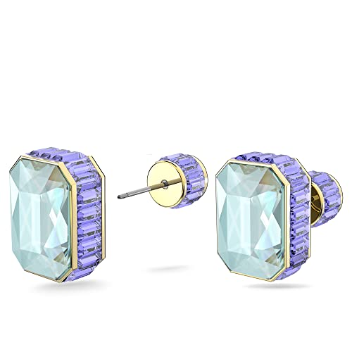 Swarovski Chroma Stud Earrings, Octagon Cut Crystal, Multicolored, Gold-tone plated3